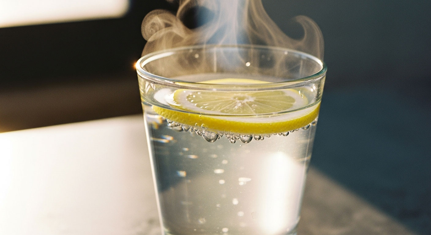 un rimedio casalingo per la pancia gonfia è bere un bicchiere di acqua calda con una fetta di limone